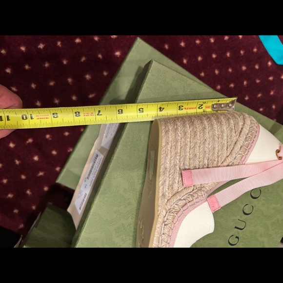Women’s Gucci white/pink wedge espadrilles size 41 made in Spain - Picture 12 of 13